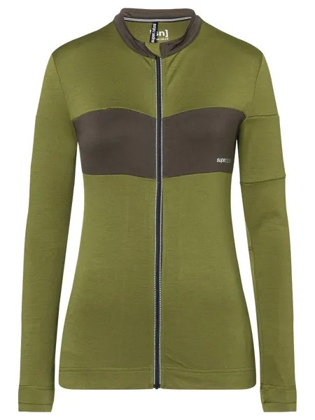 Лонгслив super.natural Merino Fahrradtrikot, оливковый