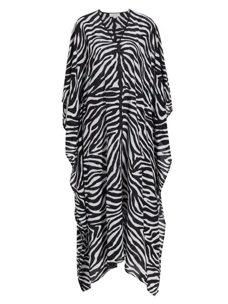 Платье-кафтан с зебровым принтом Michael Kors Collection, белый