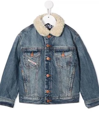 Diesel Kids джинсовая куртка с воротником из шерпы