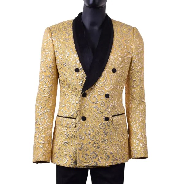 DOLCE - GABBANA Двубортный пиджак из парчи в стиле барокко золотисто-желтый 05468
