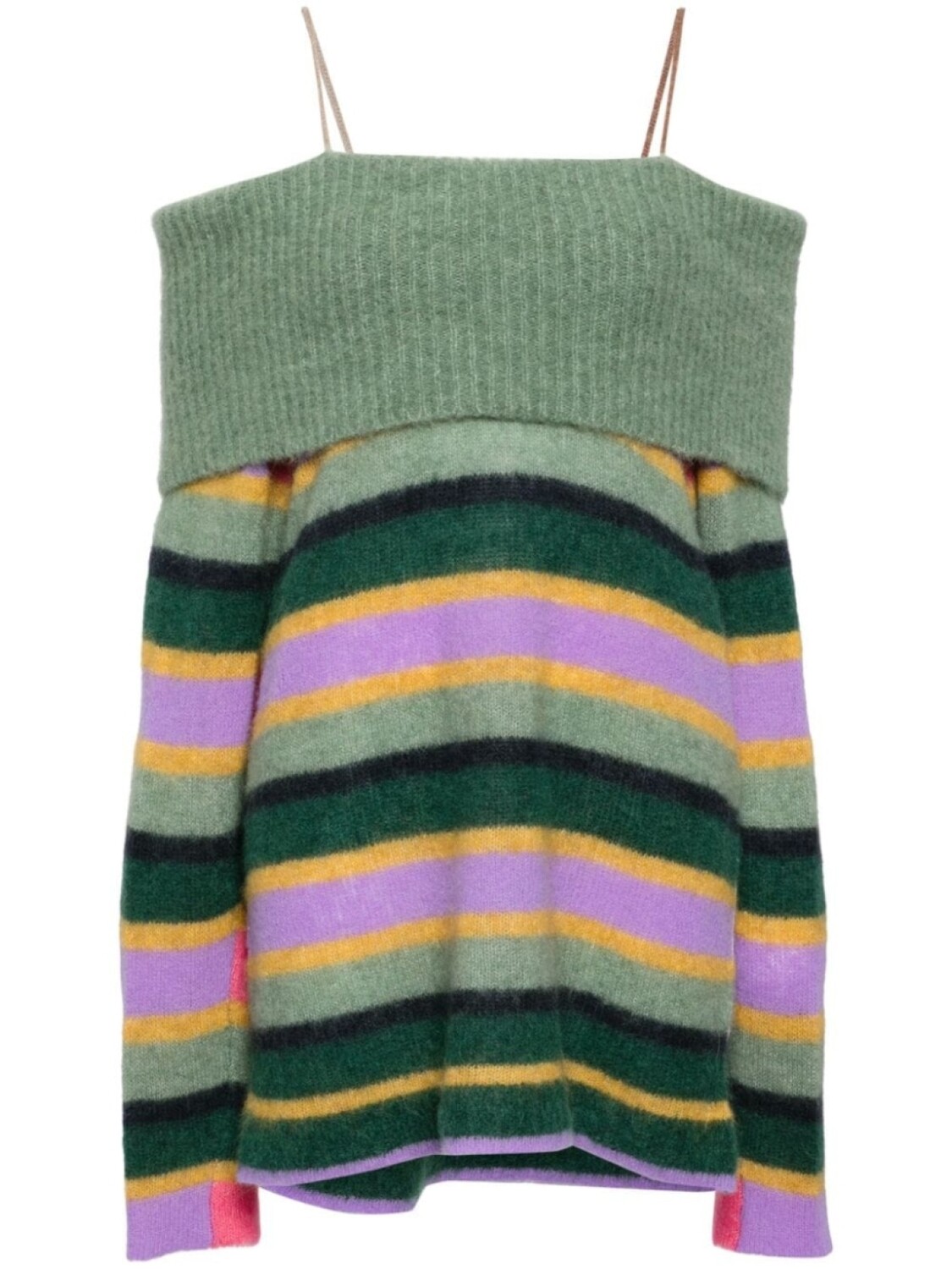 YANYAN KNITS жаккардовый джемпер в полоску, зеленый