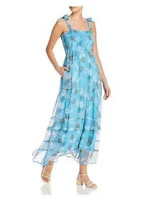 DOLAN Женское вечернее платье макси цвета морской волны с присборенным галстуком без рукавов и квадратным вырезом XS