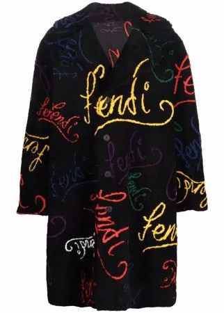 Fendi шуба из овчины с логотипом