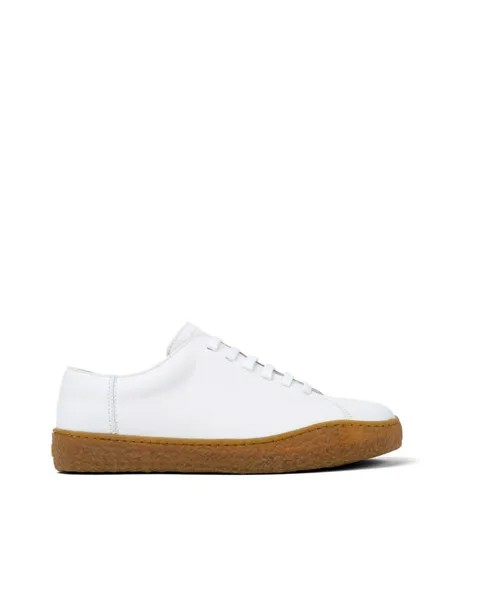 Однотонные мужские кожаные кроссовки на шнурках белого цвета Camper, белый