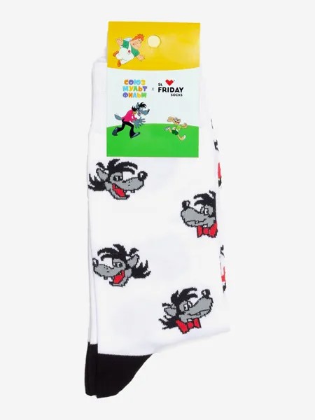 Носки с рисунками St.Friday Socks - Волк - Ну погоди!, Белый