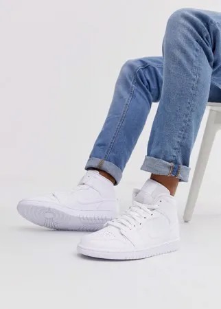 Белые кроссовки средней высоты Nike Air Jordan 1-Белый