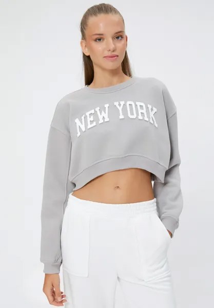 Толстовка SLOGAN PRINTED RELAX FIT LONG SLEEVE CROP Koton, цвет grey