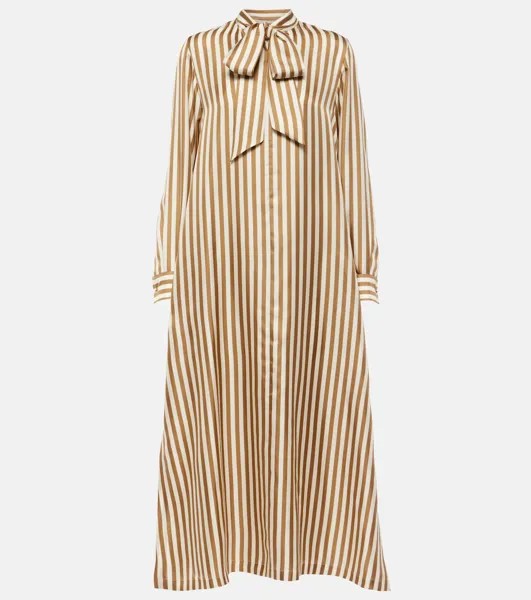 Платье макси Faesite в полоску из шелкового твила Max Mara, мультиколор