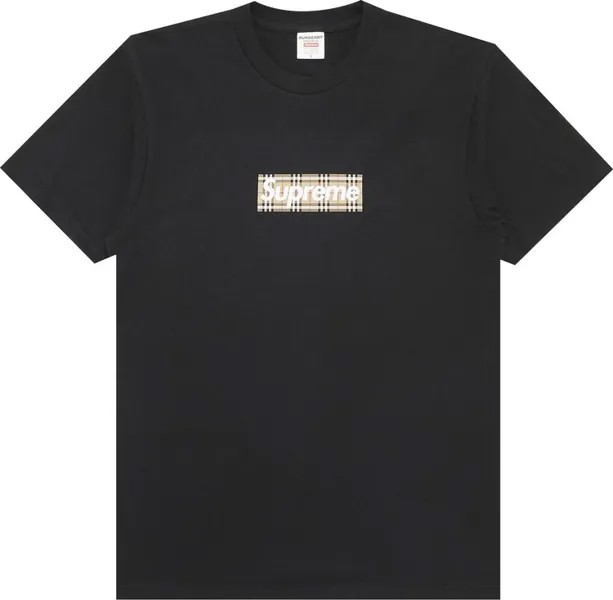 Футболка Supreme x Burberry Box Logo Tee 'Black', черный