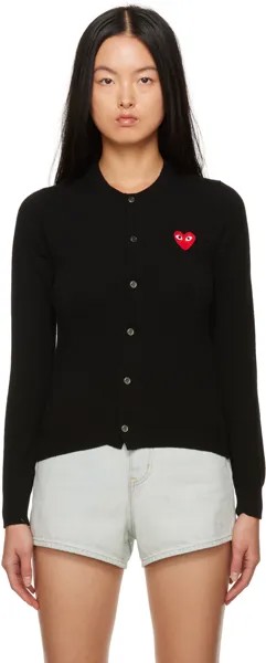 Черный кардиган с нашивкой в ​​форме сердца Comme des Garçons