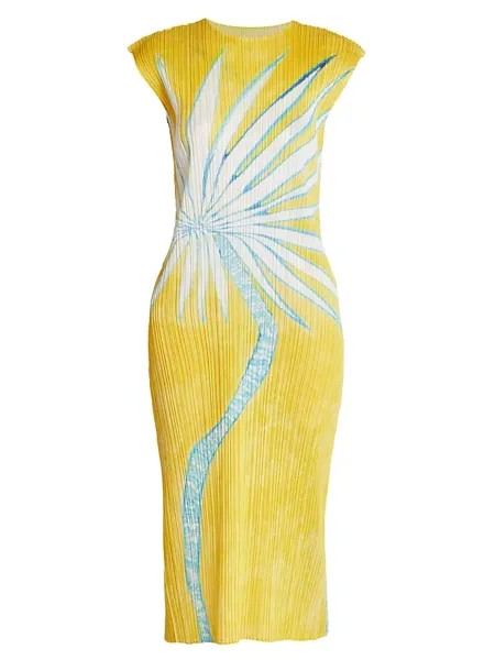 Плиссированное платье миди Ice Desert Pleats Please Issey Miyake, желтый