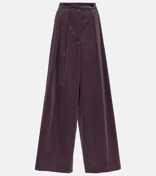 Широкие бархатные брюки с высокой посадкой Dries Van Noten, фиолетовый
