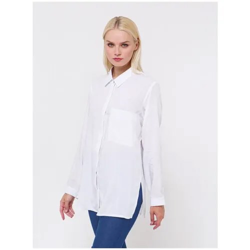 Рубашка  ONateJ, классический стиль, оверсайз, длинный рукав, манжеты, однотонная, размер 44-46, белый