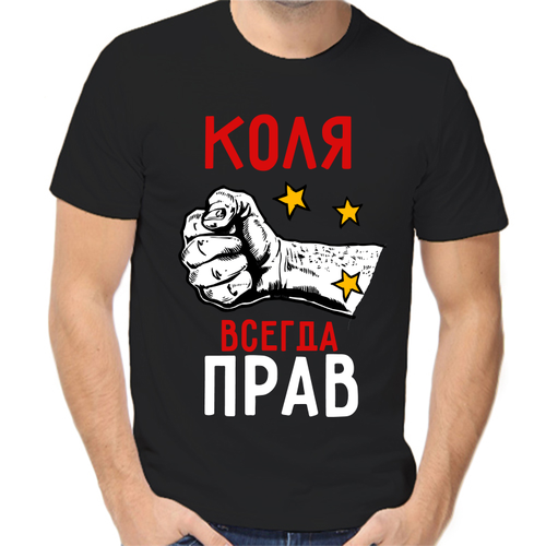 Футболка Коля всегда прав, размер (50)L, чёрный