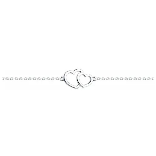 Браслет-цепочка Diamant, серебро, 925 проба, чернение, родирование, длина 26 см.