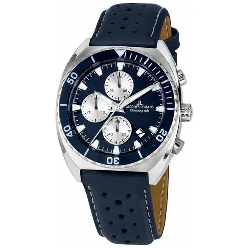 Наручные часы JACQUES LEMANS Sport, серебряный/коричневый/синий