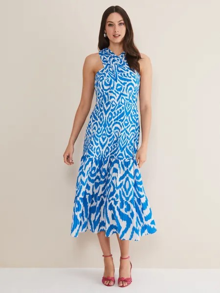 Платье миди Phase Eight Bella, лазурно-синий/кремовый