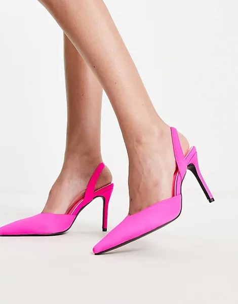 Гламурные розовые туфли на каблуке с пяткой на пятке