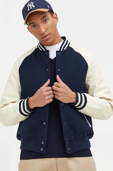 Шерстяной бомбер Superdry, темно-синий
