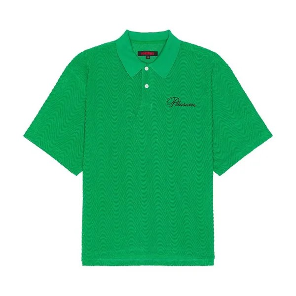Поло Pleasures Zen Terry Boxy Polo, зеленый