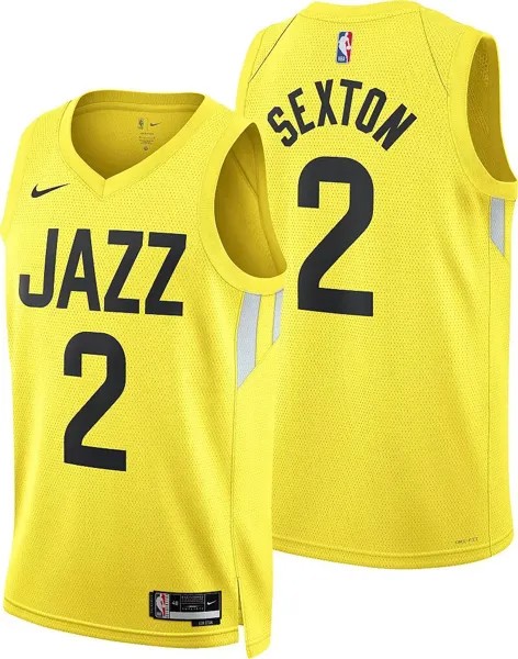 Мужская желтая майка Nike Utah Jazz Collin Sexton #2 Dri-FIT Swingman