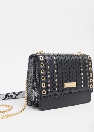Черная сумка через плечо с люверсами River Island-Черный