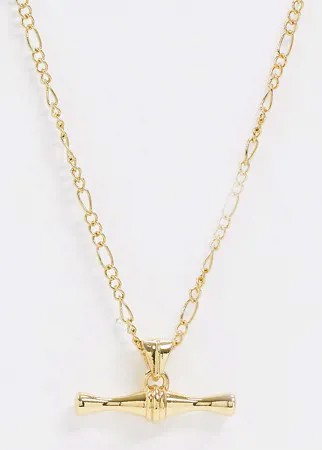 Ожерелье с Т-образной подвеской и покрытием из 14-каратного золота Reclaimed Vintage inspired-Золотой