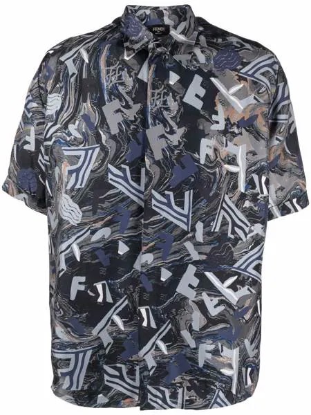 Fendi шелковая рубашка с принтом Fendi Fragment
