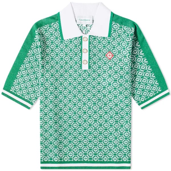 Жаккардовая рубашка-поло с люрексом Casablanca, зеленый