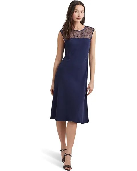 Платье LAUREN Ralph Lauren Georgette Sleeveless Cocktail, цвет Refined Navy