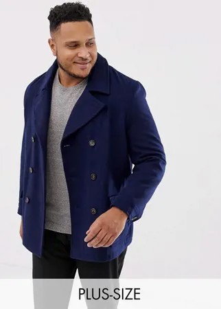 Пальто-бушлат с добавлением шерсти Harry Brown Plus premium-Темно-синий