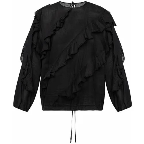 Блуза  Hache, классический стиль, длинный рукав, размер 48, черный
