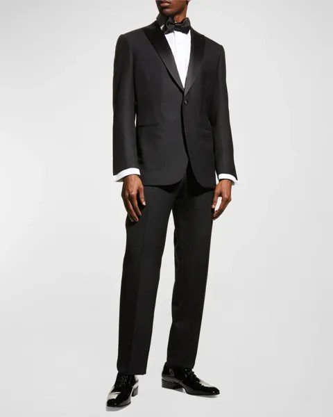 Мужской смокинг из однотонной шерсти Brioni, цвет Black