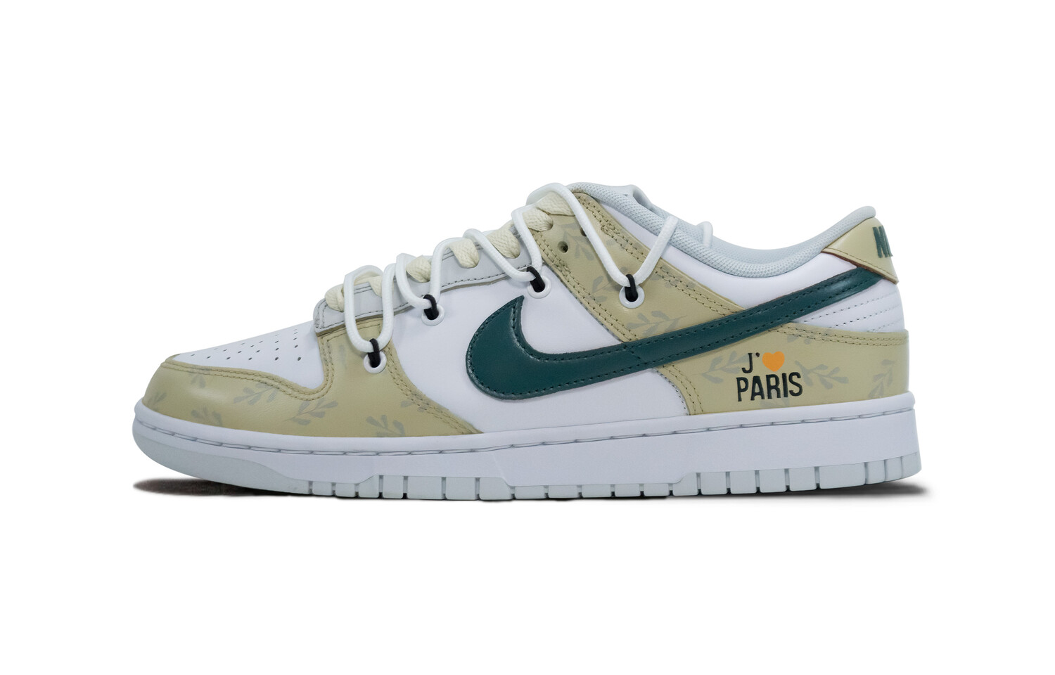 Кроссовки Nike Dunk Skateboarding Shoes Unisex Low-top White Green, хаки