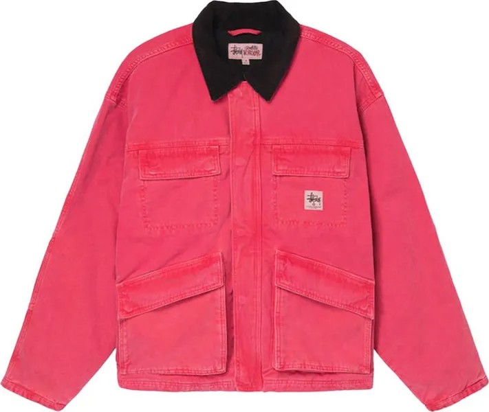 Куртка Stussy Washed Canvas Shop Jacket 'Hot Pink', розовый