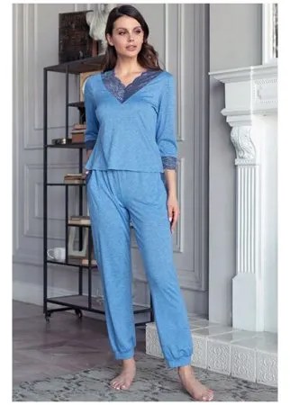 Домашняя пижама с длинными брючками , Италия, размер S, цвет голубой