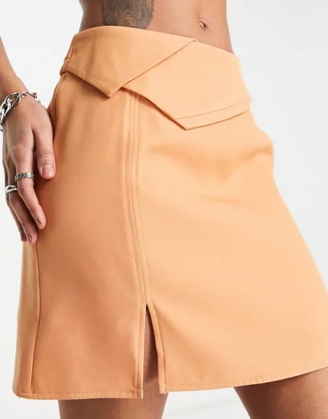 Персиковая мини-юбка со сборками 4th & Reckless-Оранжевый цвет