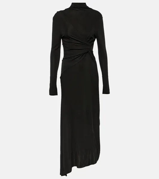 Платье миди со сборками и драпировкой Victoria Beckham, черный