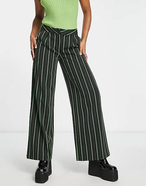 Мешковатые брюки в полоску с низкой посадкой в винтажном стиле Reclaimed Vintage