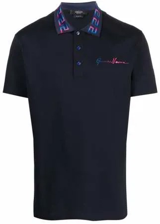 Versace рубашка поло с вышивкой Greca