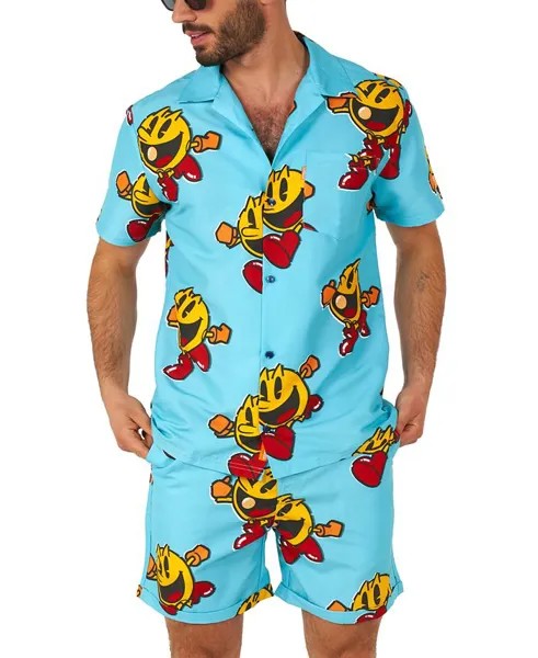 Мужская рубашка с короткими рукавами и рисунком Pac-Man & Комплект шорт OppoSuits, синий
