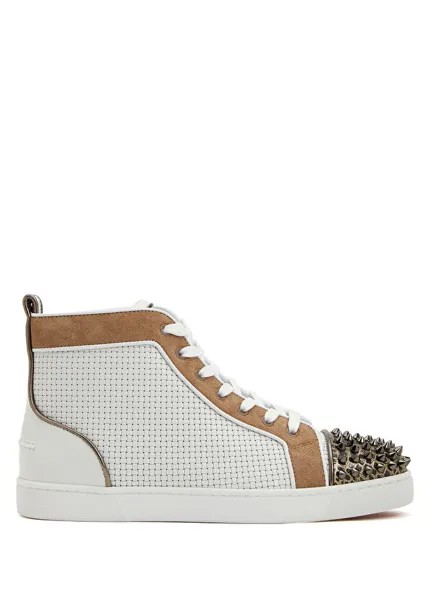 Белые мужские кожаные кроссовки lou spikes с детализацией troc Christian Louboutin