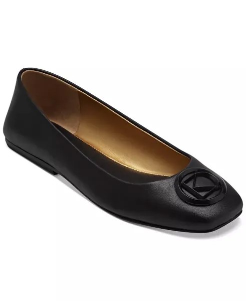 Женские кожаные балетки с логотипом Kylee Donna Karan New York, черный