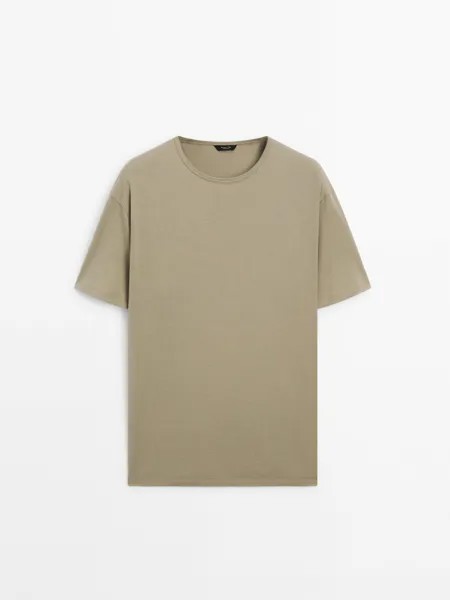 Хлопковая футболка с короткими рукавами Massimo Dutti, зеленый