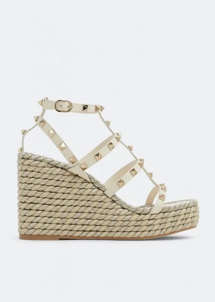 Сандалии VALENTINO GARAVANI Rockstud Torchon sandals, белый