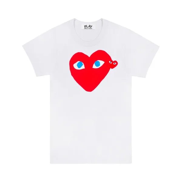 Футболка Comme des Garçons PLAY T-Shirt 'White / Red / Blue', белый