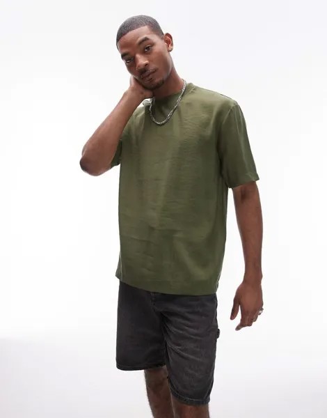 Темно-синяя футболка оверсайз с короткими рукавами Topman