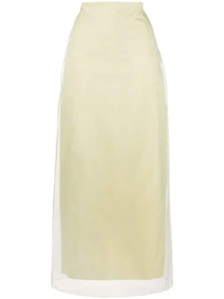 GAUGE81 Lotes tulle-panel maxi skirt, зеленый