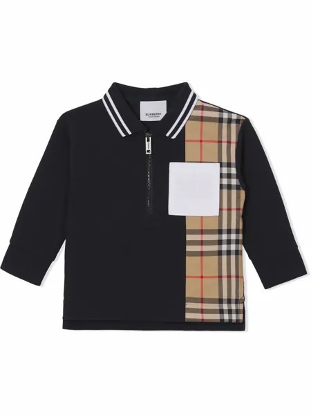 Burberry Kids рубашка поло со вставкой в клетку Vintage Check