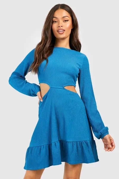 Платье с текстурным вырезом Boohoo, бирюзовый